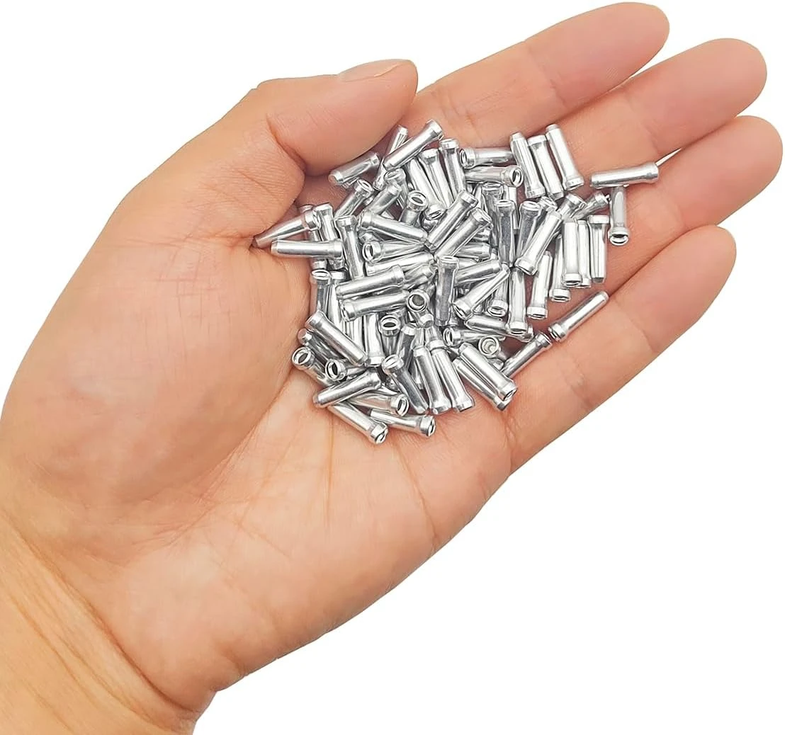 Fahrrad-Brems- und Schaltzug-Endkappen aus Aluminium, Endkappen für Bremsleitungen, Schaltzugeinleitungen, Crimp-Endkappen, MTB-Fahrradzubehör – Detail 2