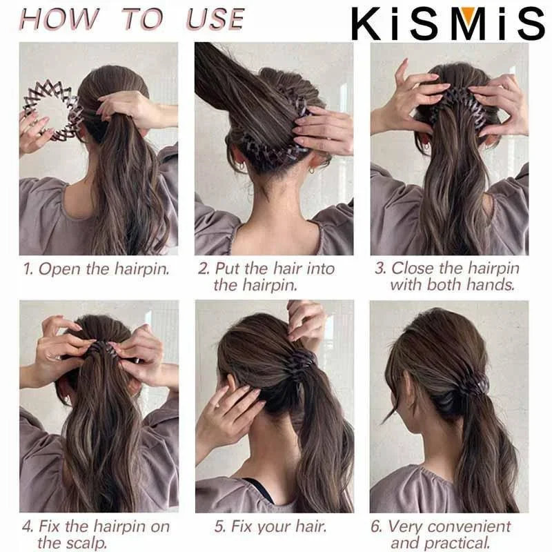 KISMIS 1Pc New Women Girls Ponytail Hair Accessories Bird Nest Hair Claw Horsetail Buckle Solid Expanding Hair Clip