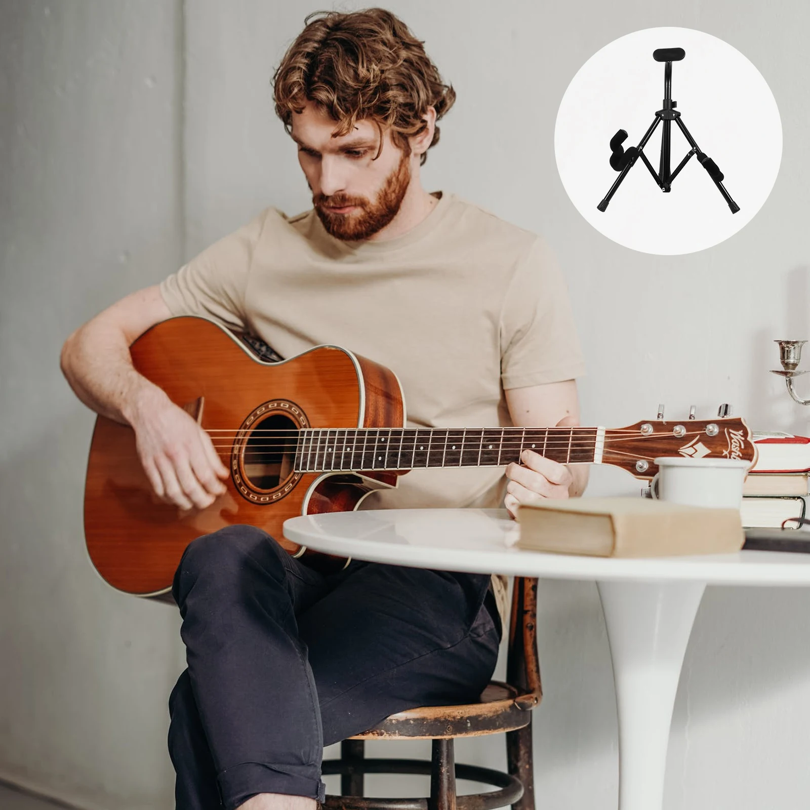 

1pc Floor Holder Storage Rack Instrument Stand Floor Holder Rubber Sleeves Space Saving Guitar Stand Guitar Storage Rack