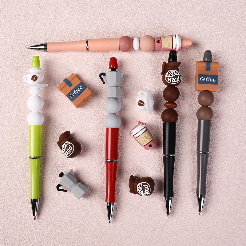 5/10pcs Silicone Bead Coffee Pot 3D Focus Bead Jewelry Making DIY Keychain Stringing Beads Pen Bracelet Jewelry Accessories