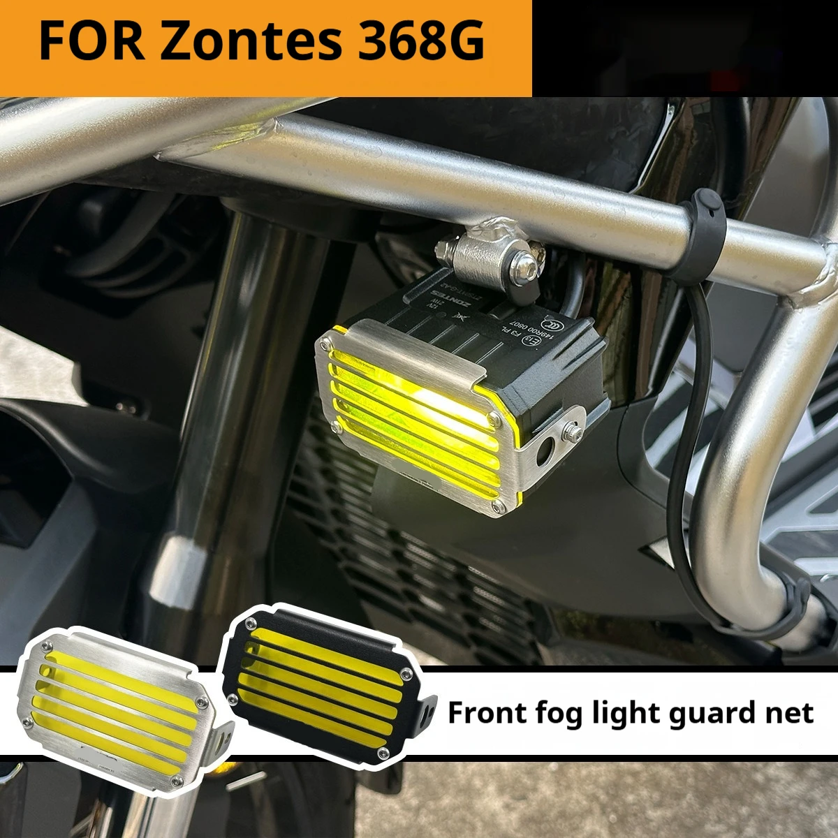 For Zontes 368G Fog Light Guard Mesh Grill Cover CNC Aluminum No-Drill Accesorios Moto