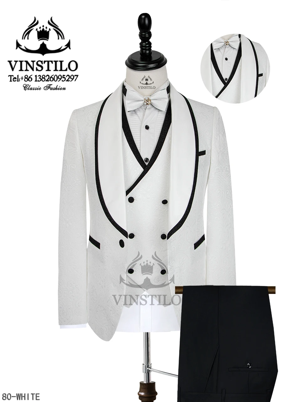 

VINSTILO 2025 Fashion Suits For Men（Jacket+Vest+Trouser）Wedding Cocktail Party Three Piece Modern Luxury Fabric Full Male Tuxedo
