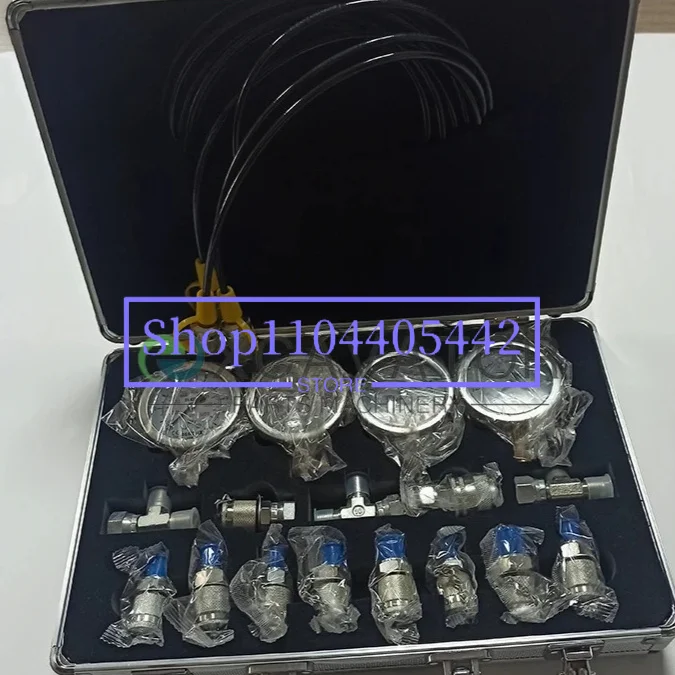 4 Gauges Hydraulic Pressure Gauge Set Hydraulic Test Kit Diagnostic Tool For Excavator Hydraulic Pressure Measurement Kit