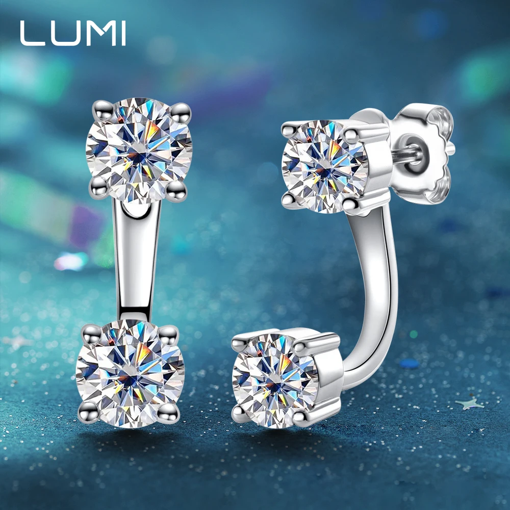 

OL Style Detachable Adjustable Eardrop 5.5mm Moissanite 925 Silver Anniversary Earrings for Unisex Gift Lab Diamond