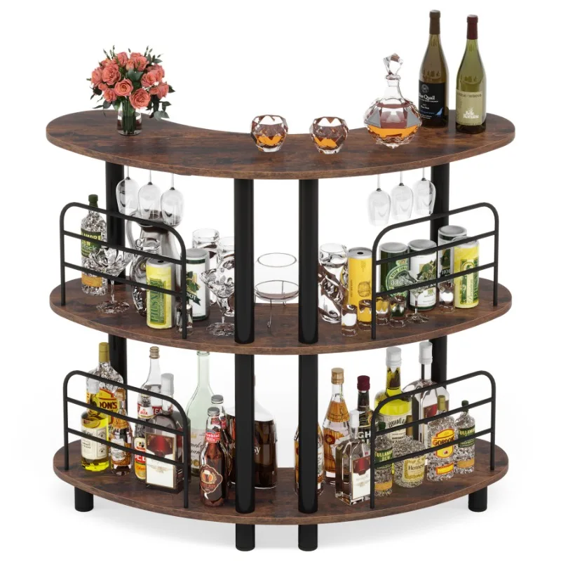 

American Island Table Integrated Wine Cabinet Industrial Style Shelf Bar Tall Table