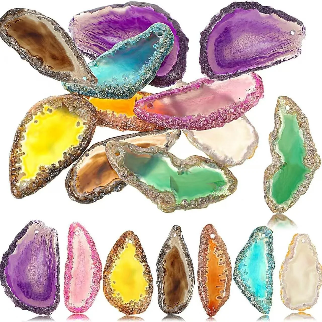 Colorful Agate Slices for Crafts, Polished Geode Stone Slabs for Jewelry Making, Wire Wrapping & DIY Decor