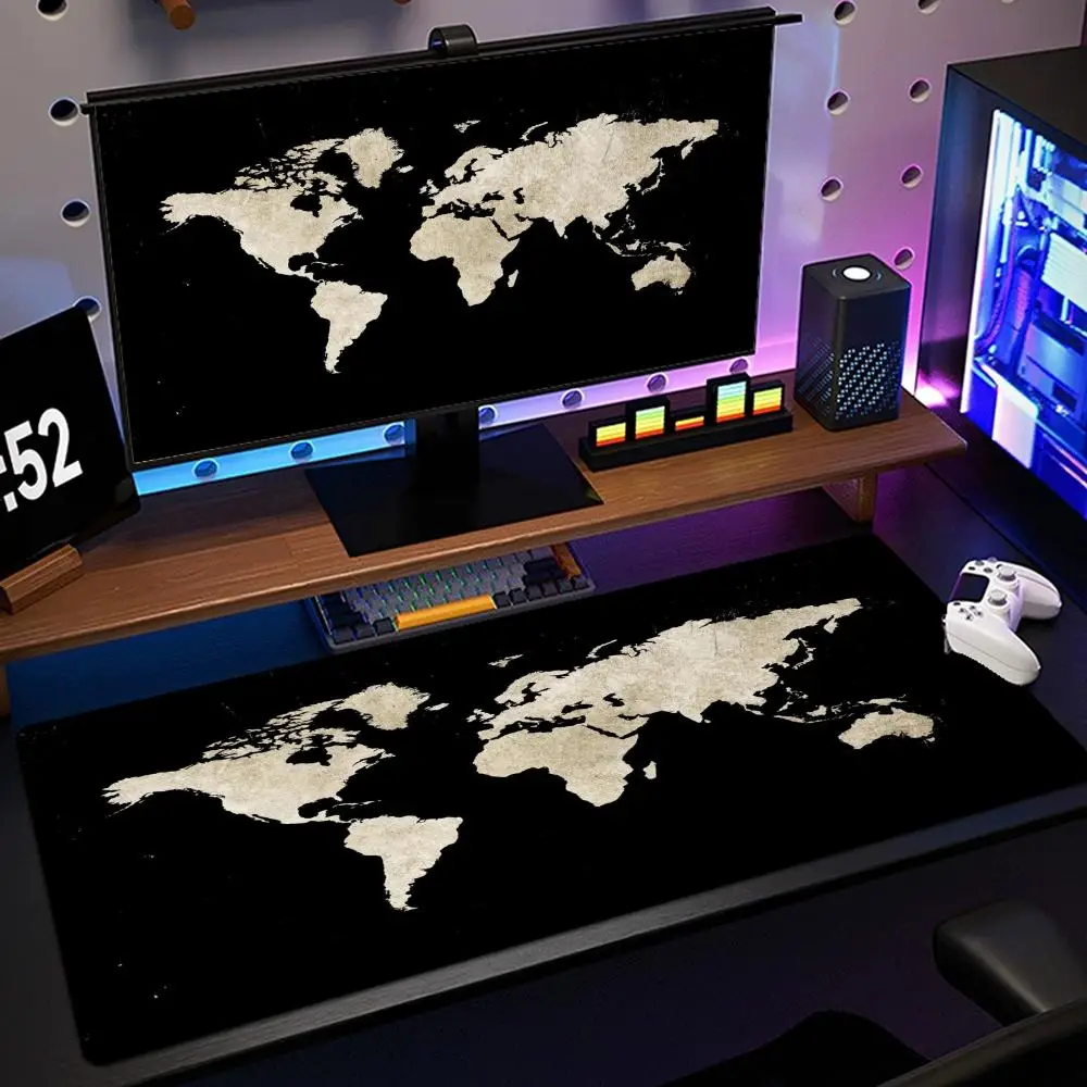Alfombrilla de ratón lavable con parte inferior de goma antideslizante con mapa del mundo Retro adecuada para tareas y juegos y alfombrillas de ratón de oficina