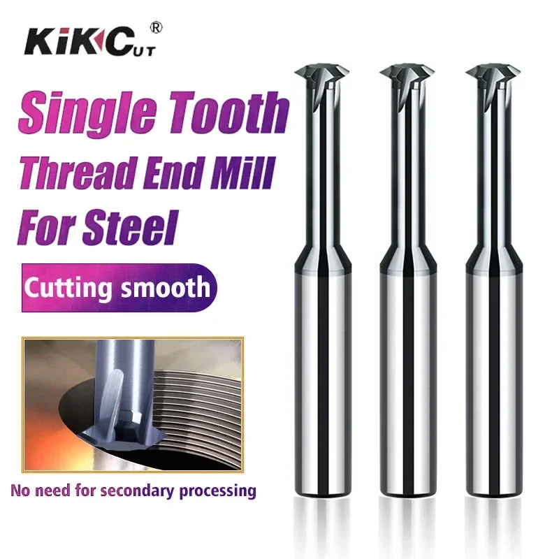 1PC Single Tooth Thread End Mill For Steel Tungsten Steel Milling Cutter CNC Cutting Tools