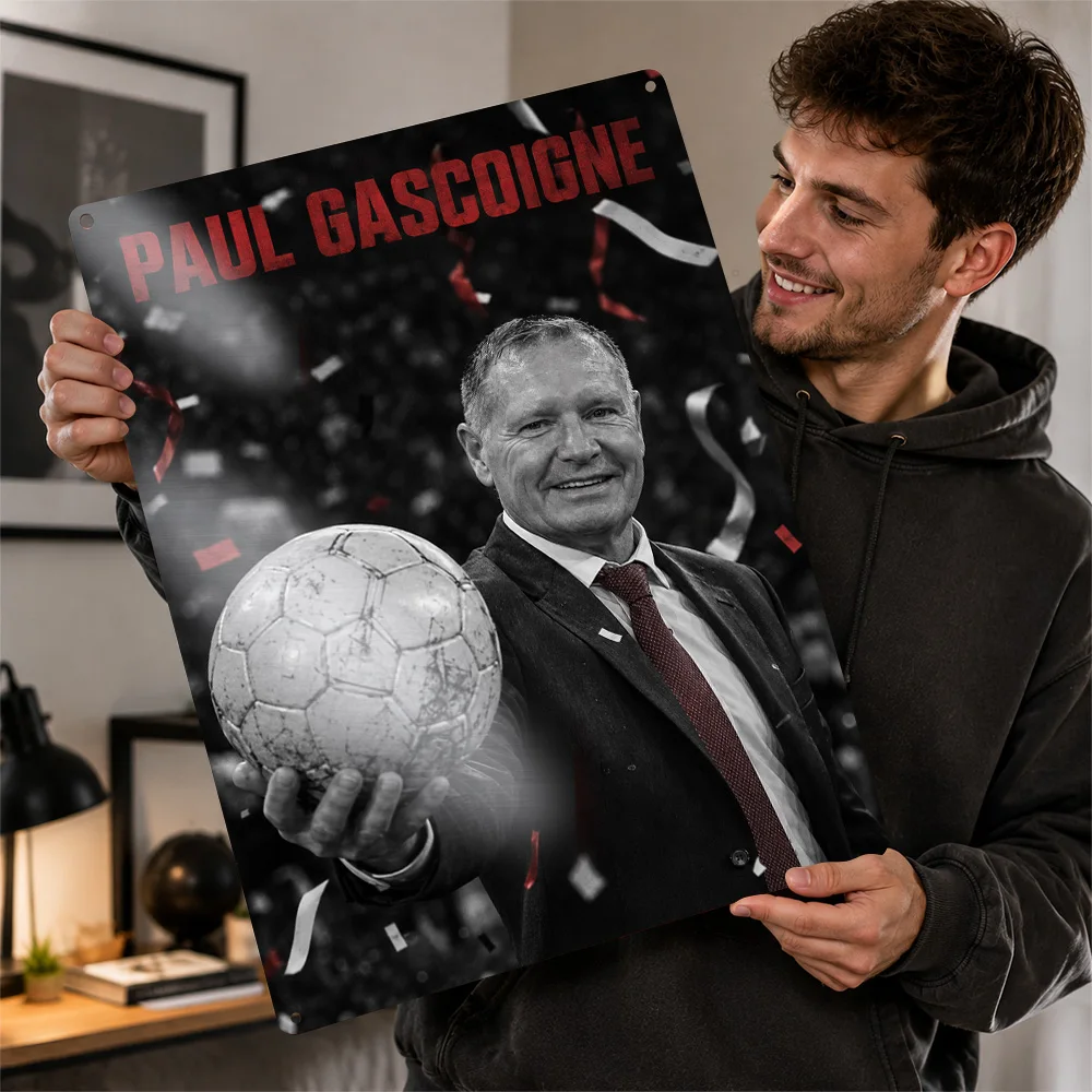Paul Gascoigne Football Printed Poster Customized Metal Sign Career Legacy Tribute Wall Art For Supporter Corner And Game Room