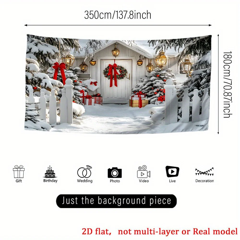 VIKAMA الشتاء العجائب عيد الميلاد راية زينة عيد الميلاد، ثلجي كوخ المشهد حزب التصوير خلفية النمط الشمالي #5