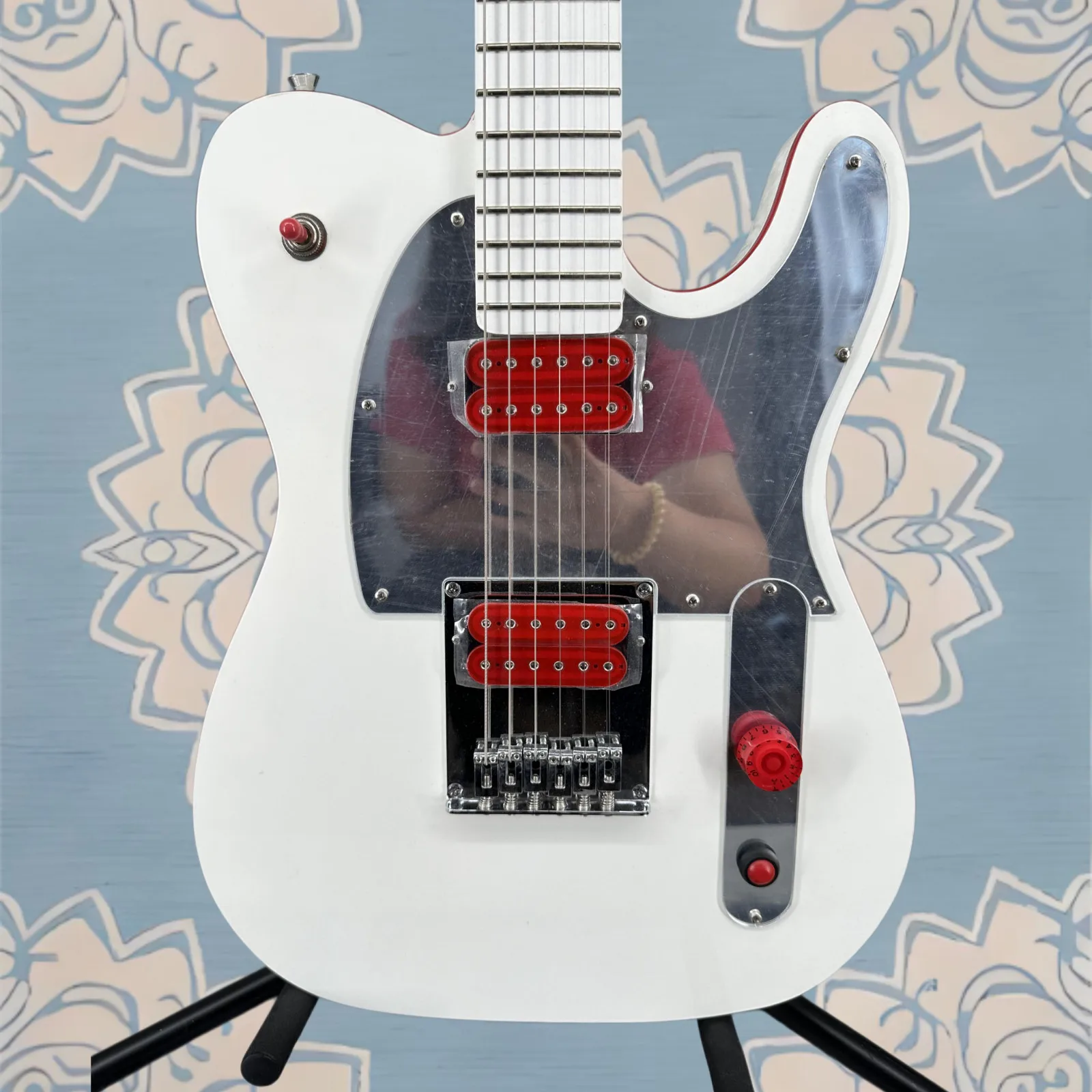Performance Guitar Neck White Finish Red Trim Binding guitar
