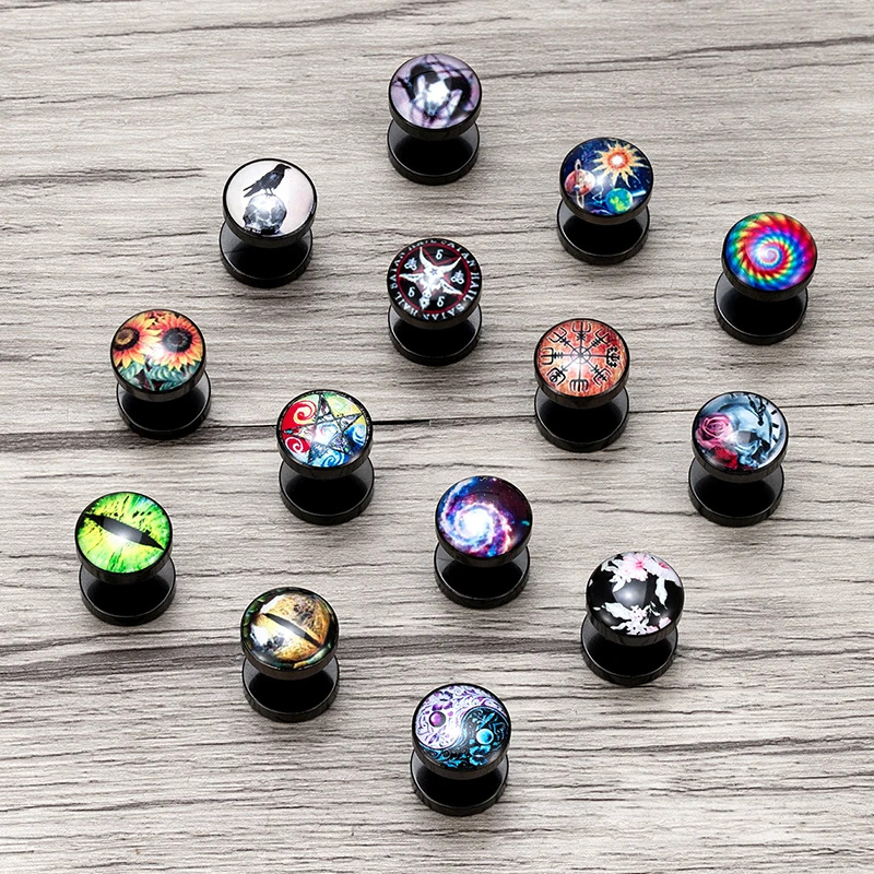 Men'S Ethnic Fashion Trends - Earrings Retro Ethnic Round Cake Barbell