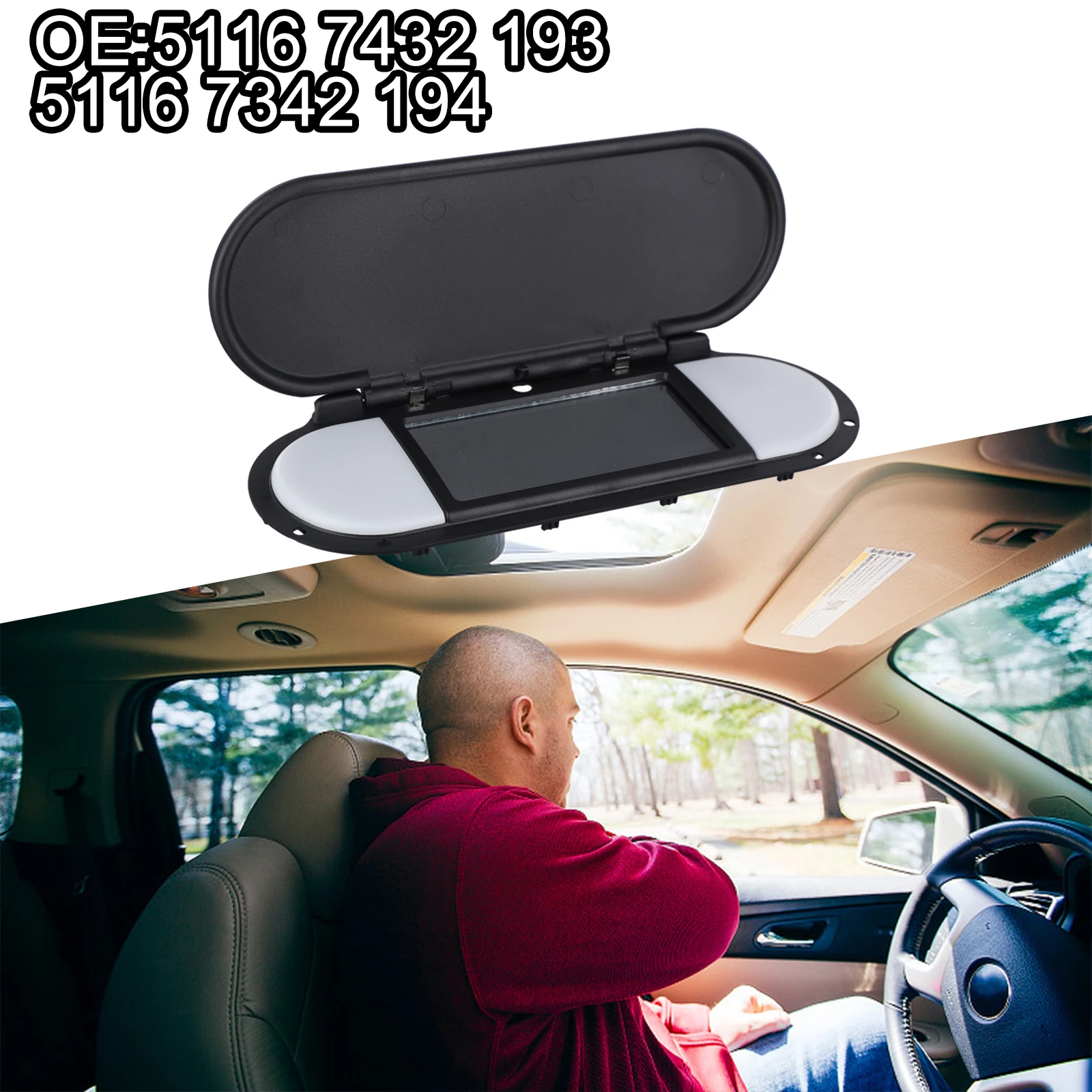 Enhance Your For Mini For Cooper with a Black Sun Visor Vanity Mirror Cover 51167366950 OEM Number Long lasting Material