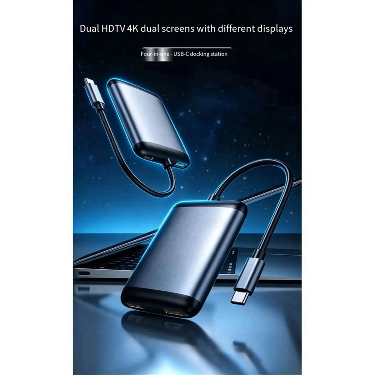 Dual -Compatible USB-C Docking Station 4K@60Hz Laptop Adapter PD100W Supports Mirroring and MST Extended Display
