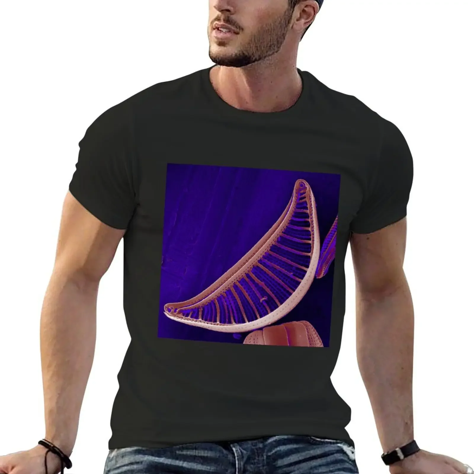 Epithemia gibberula (diatom) - Glowing Purple T-Shirt customizeds Short sleeve tee shirts graphic tees men clothes