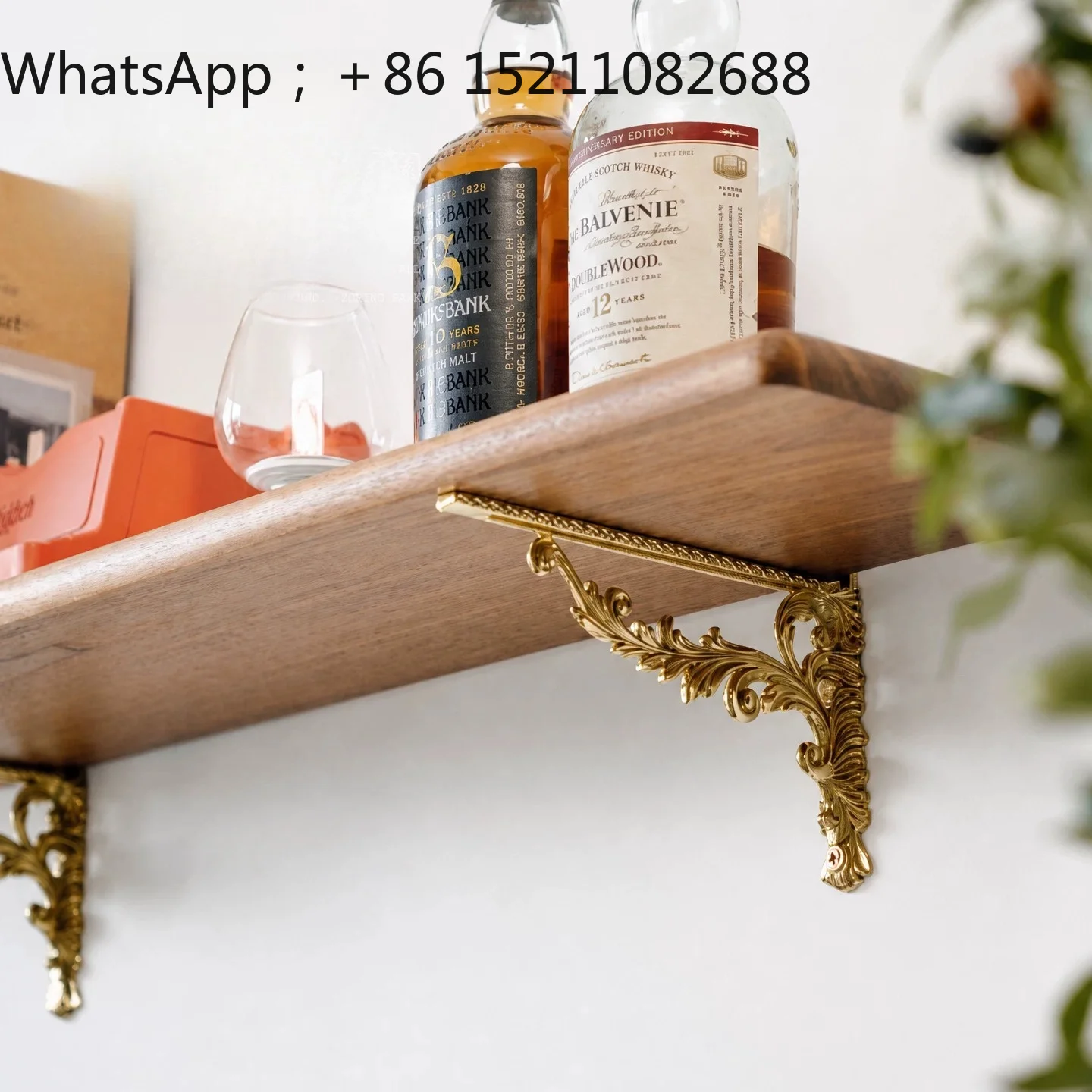 LLY Vintage Brass Carved Shelf Bracket, Antique Metal Wall Hanging Floating Shelf Support, Decorative Laminate Support