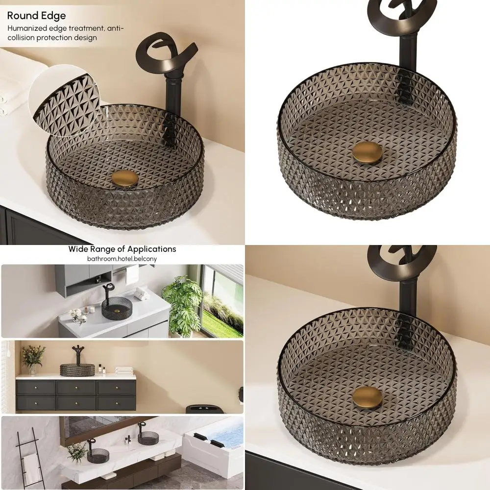 Black Ceramic Wash Bowl Vanity Sink for Bathroom Countertop Installation