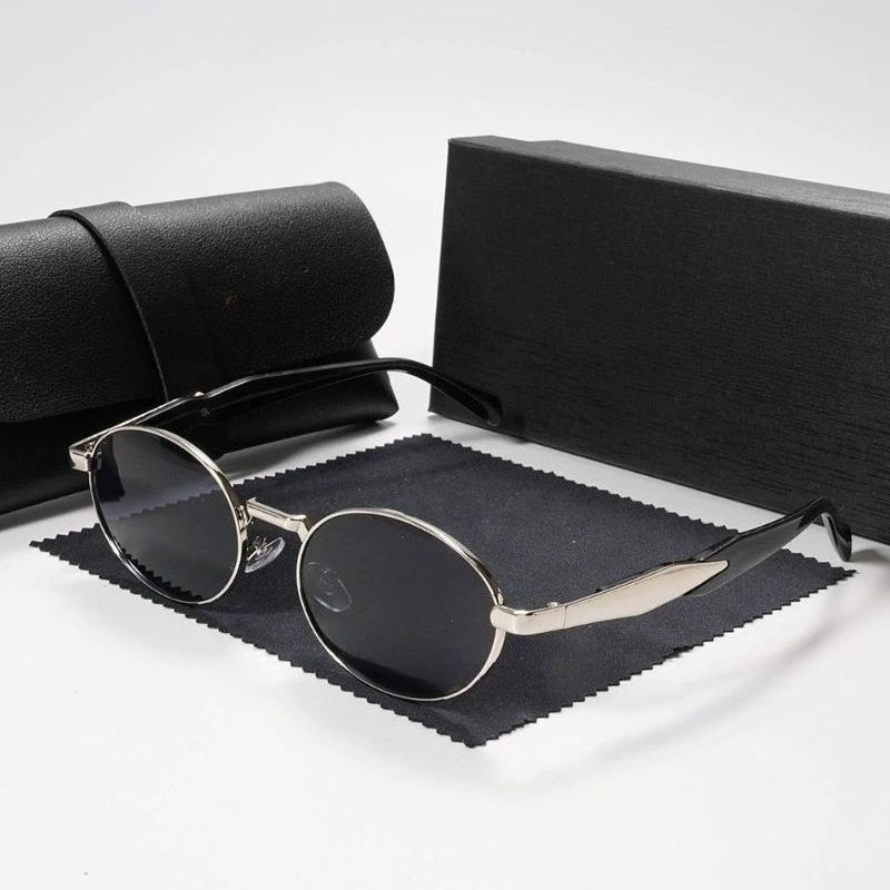 Modische und Trendige Retro Europäische und Amerikanische Metall-Sonnenbrille für Damen und Herren, Oval, UV400-Schutz, für Outdoor-Aktivitäten