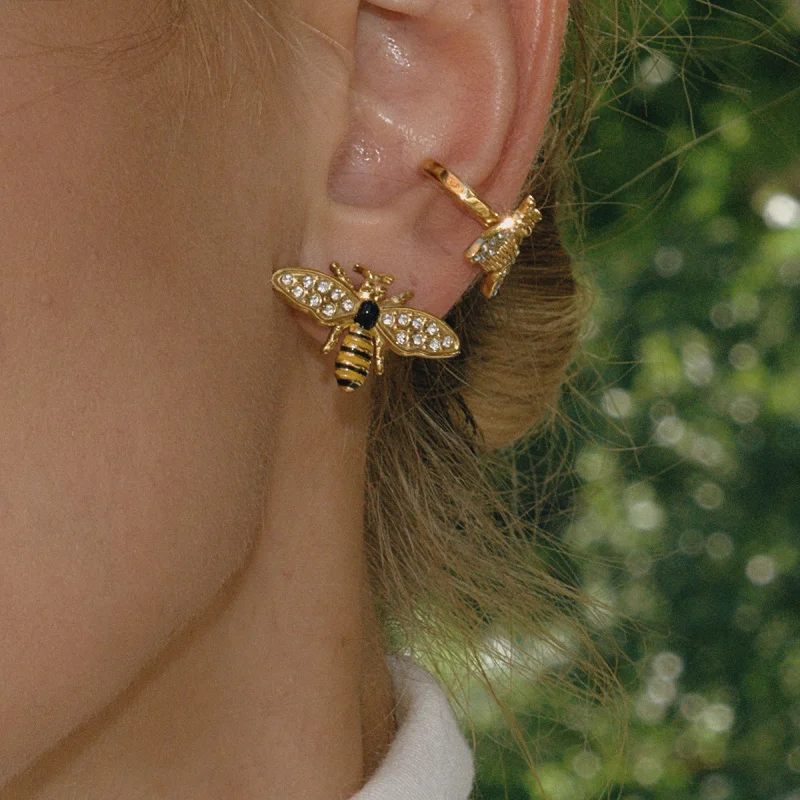 النمط الأوروبي والأمريكي الفولاذ المقاوم للصدأ النحل الأقراط الطوق المتخصصة الراقية قلادة حلقة التيتانيوم الصلب سوار غير يتلاشى #3