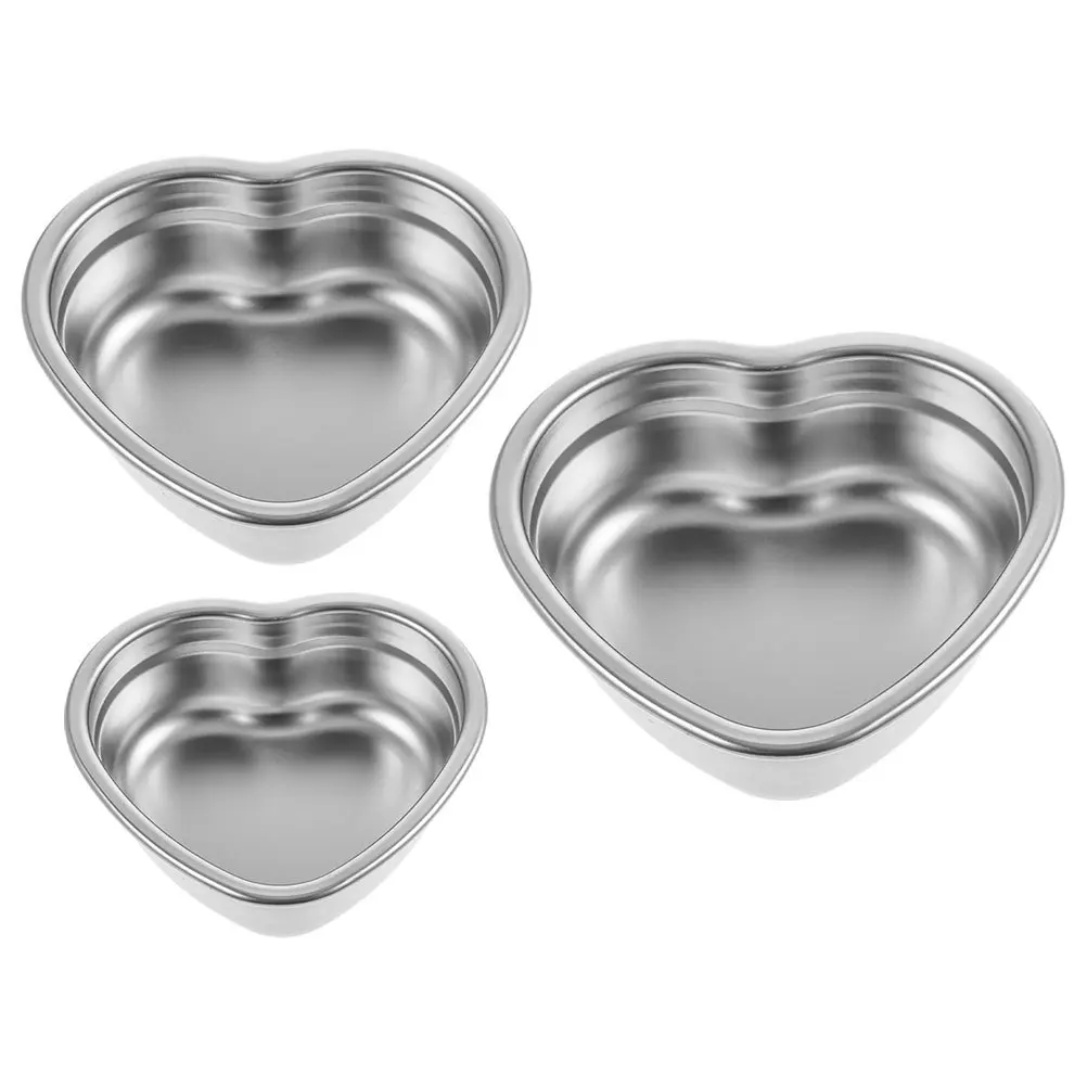 

3pcs Heart Shaped Snack Dish Stainless Steel Portable Lightweight Camping Picnic Serving Plate Easy Clean Dishwasher Safe Food