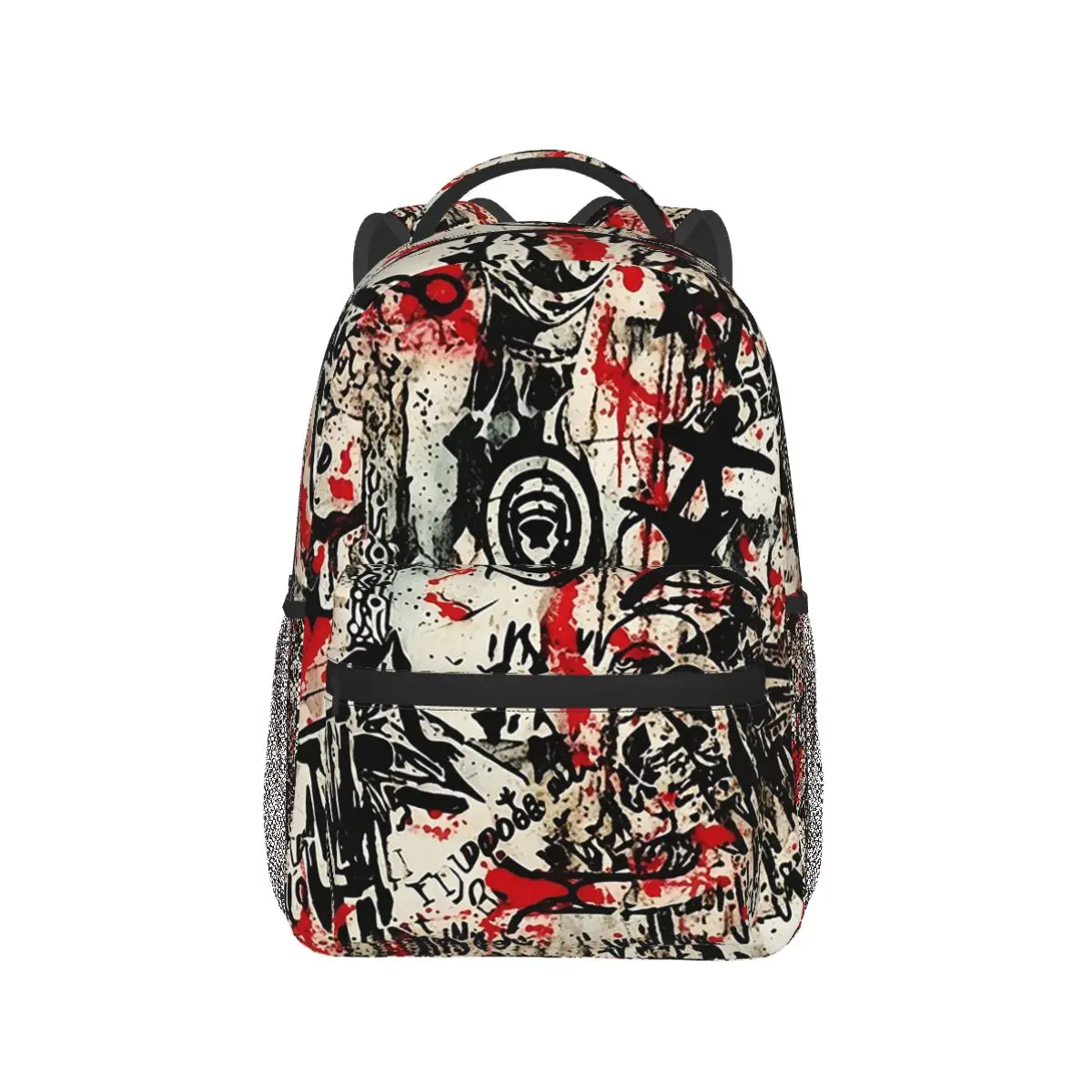 

Cool Black And Red Graffiti Backpack Hot Sale Daypack Large Capacity Children BookBag School Bag Shoulder Bags for Men Women