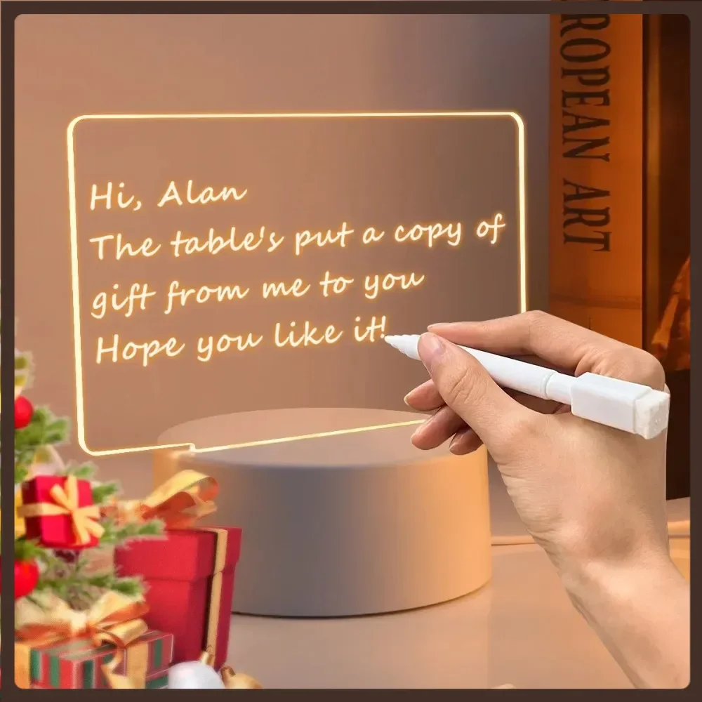 Rewritable Word Board Note Board LED Night Light with Pen Warm Family Atmosphere USB Power Night Light Family Children's Festi
