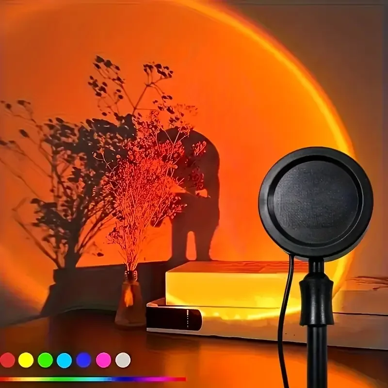 1PC Multicolor Sunset Floor Lamp USB Powered Mood Light for Party & TikTok Background