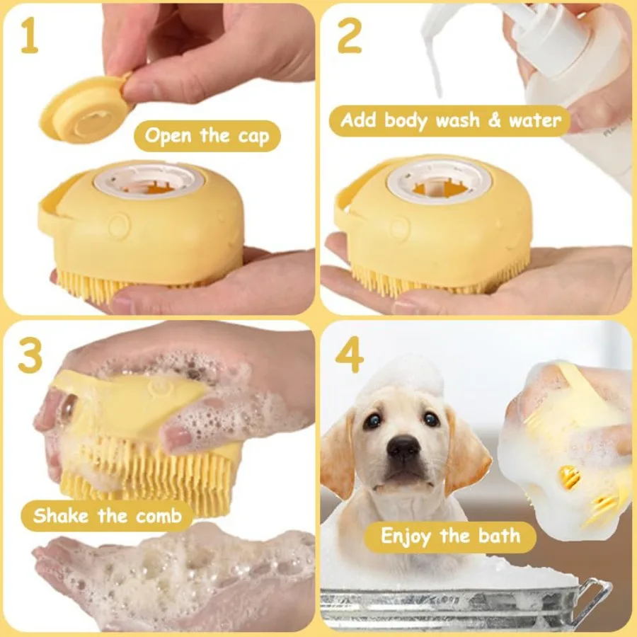 Soft Silicone Pet Bath Gloves, Massage & Grooming Brush for Dogs and Cats, Easy Cleaning Tool for Home Bathroom Use - Image 4