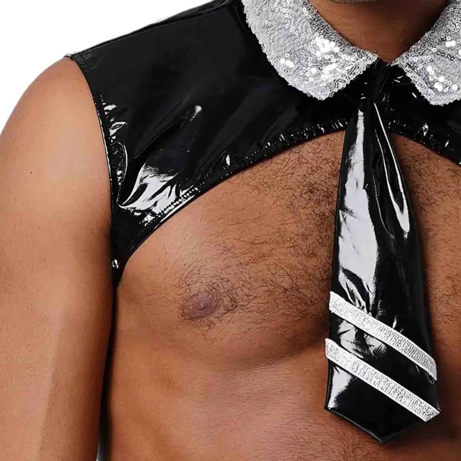 

Men Sexy Stylish Shoulder Harness Dancer Dance Accessory Bondage Adjustable Strap Belt With A Tie for Cosplay Masquerade Tops