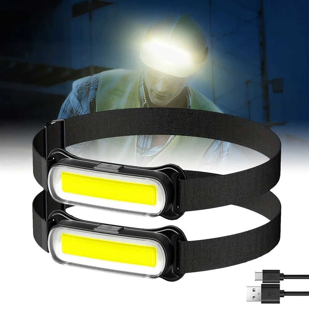 

Rechargeable COB LED Headlamp Flood Light Head Lamp Waterproof Headlight Adjustable Headland Head Light for Camping Hiking