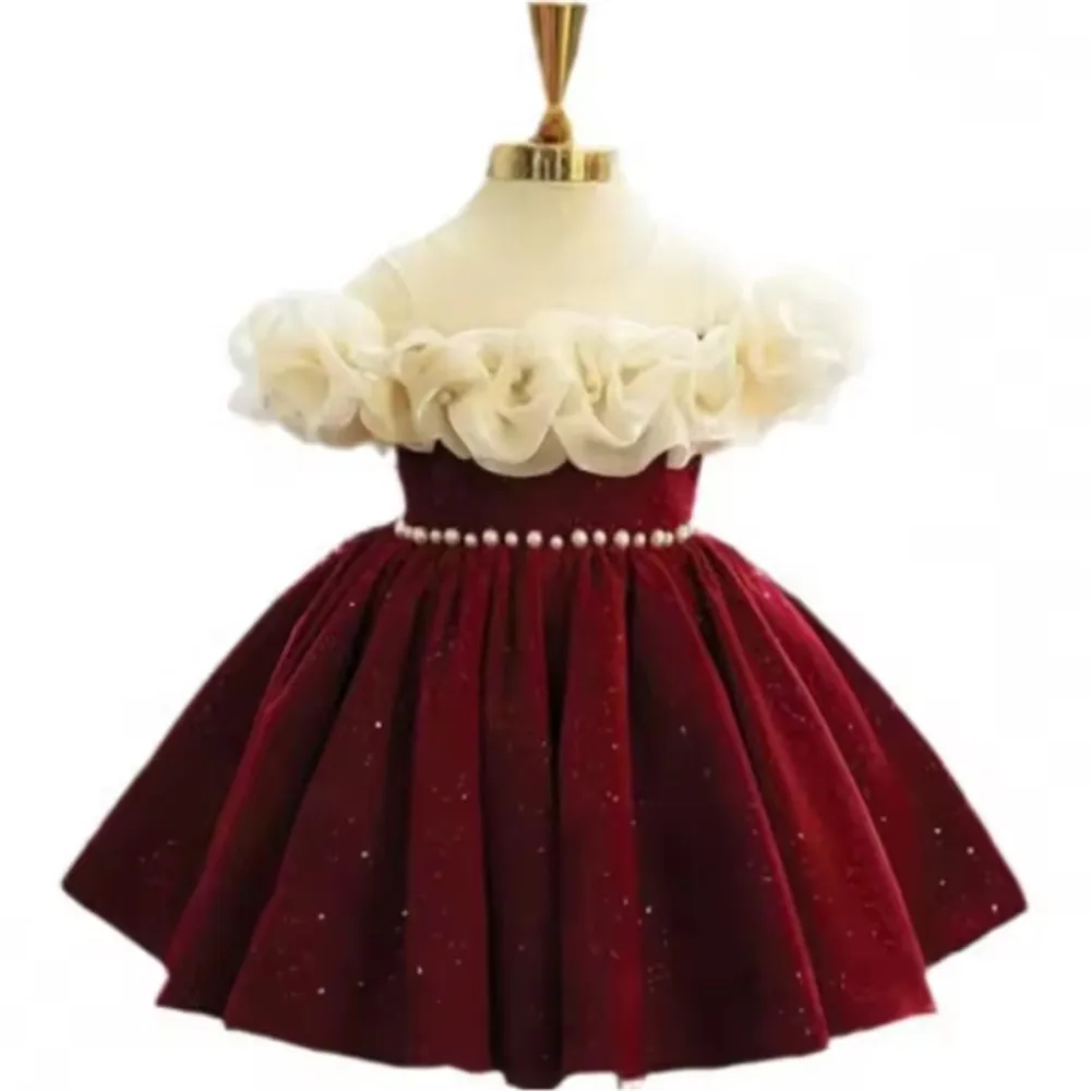 

Children's Dress Flower Girl Wedding Dress Little Girls Host Piano Performance Dress Girls Princess Birthday Party Ball Gown