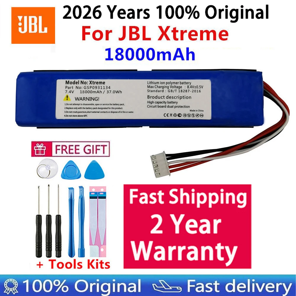 2026 100% Original New 18000mAh 37.0Wh battery for JBL xtreme1 extreme Xtreme 1 GSP0931134 Batterie tracking number with tools
