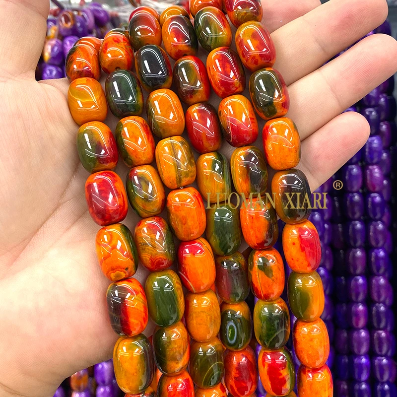 13x17MM Oval Natural Stone Green Galaxy Starry Sky Agate Loose Spacer Beads for Jewelry Making Diy Bracelets Charms Accessories