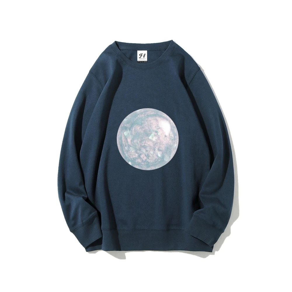 เสื้อสเวตเตอร์เสื้อลําลองหลวมขนาดใหญ่สตรีวินเทจผ้าฝ้ายพอดีสตรีลําลองสวมใส่ทุกวันสไตล์แฟชั่น Y2k Retro Moon