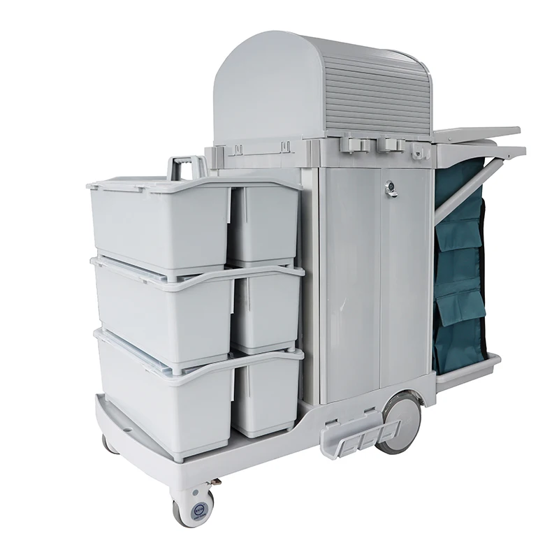 quick cart professional housemaid cleaning trolley double  hotel trolley for cleaning