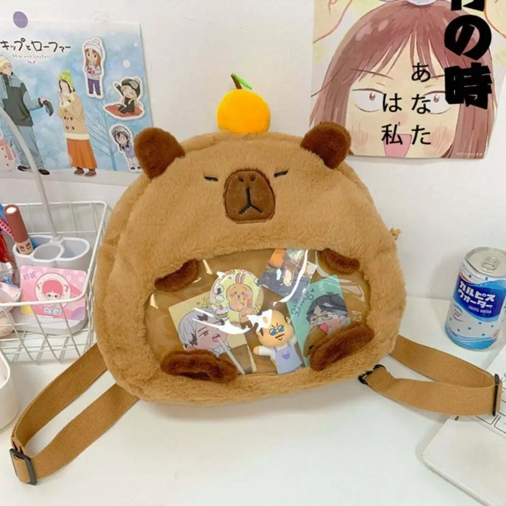 Süße Umhängetasche Capybara Itabag Reißverschlusstasche Geldbörse Transparente Puppentasche Kleinartikel Tasche Abzeichen Aufbewahrungstasche Anime Rucksack Reisen