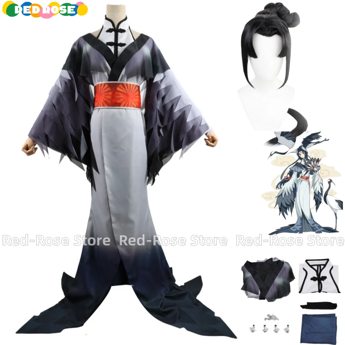 Anime Game Identity ⅤMichiko Geisha Cosplay Costume Third Anniversary Wig Japanese Kimono Dress Woman Sexy Halloween Suit