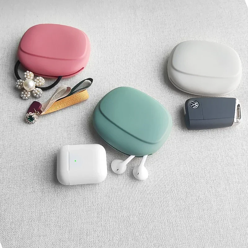 Silicone Earphone Storage Bag - Simple Portable Zero Wallet Data Cable Storage Box Wired Earphone Silicone Storage Bag