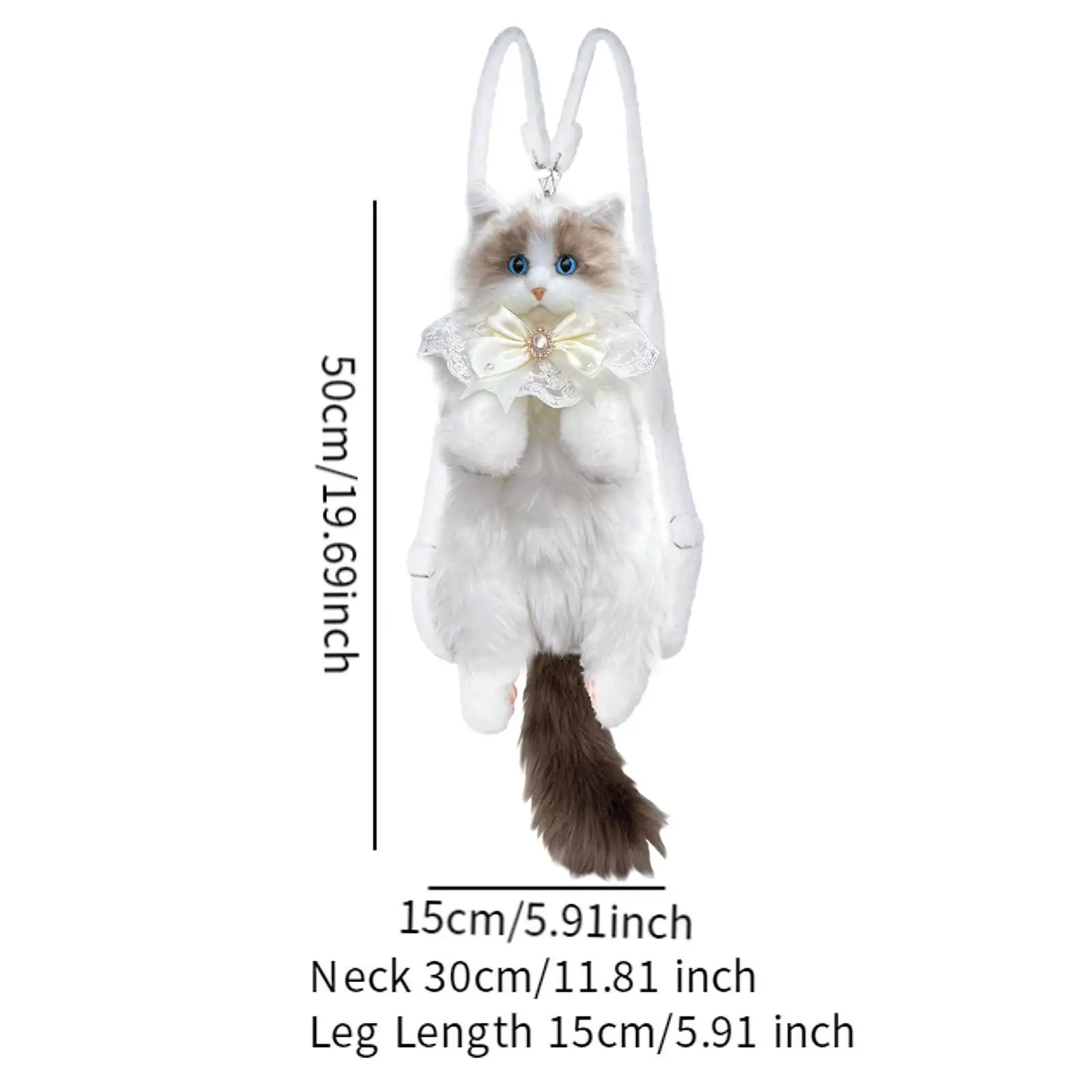 

Cute Cat Plush Backpack Handmade Cartoon Backpack for Cat Lovers Child Teens