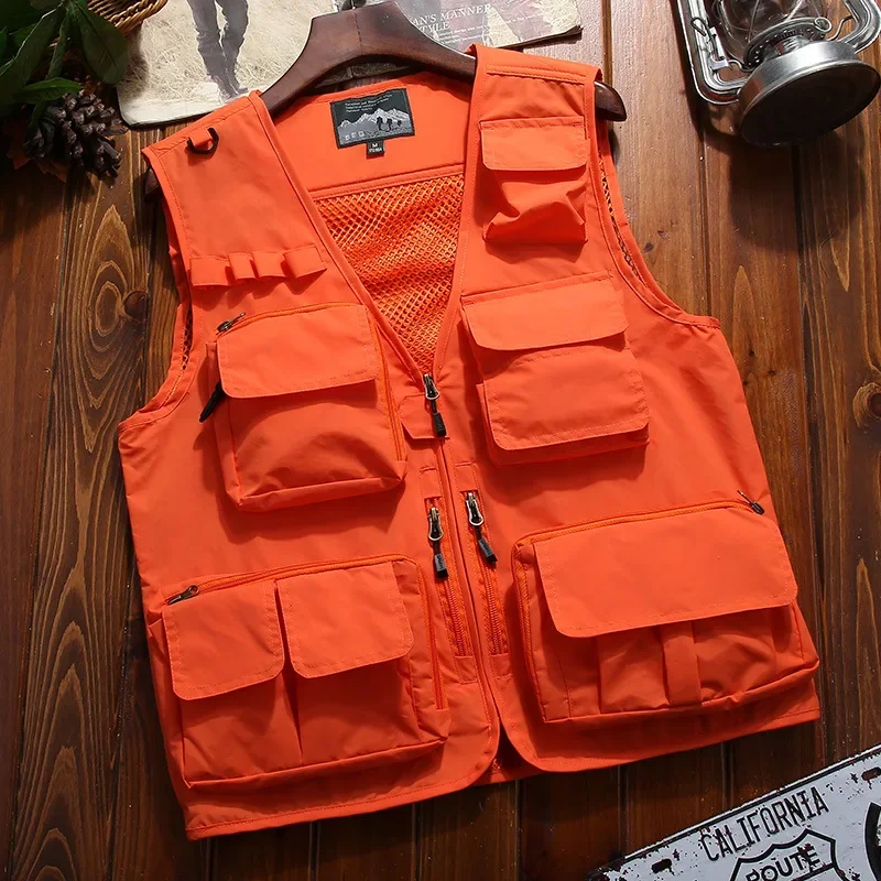 7XL Large Size Men's Multi-pocket Quick Dry Vest Adult Outdoor Travel Hiking Camping Sleeveless Fishing Photography Waistcoat