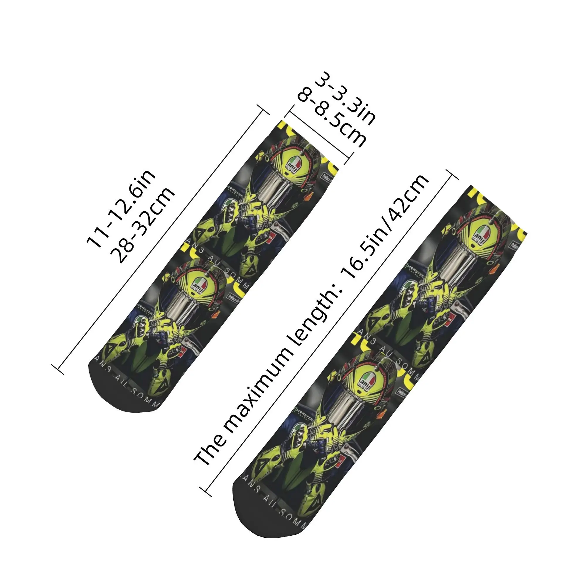Calcetines de carreras de carreras de Moto Gp Rossi para todas las estaciones, calcetines deportivos Harajuku de tubo medio, medias suaves de moda para hombres y mujeres, regalos