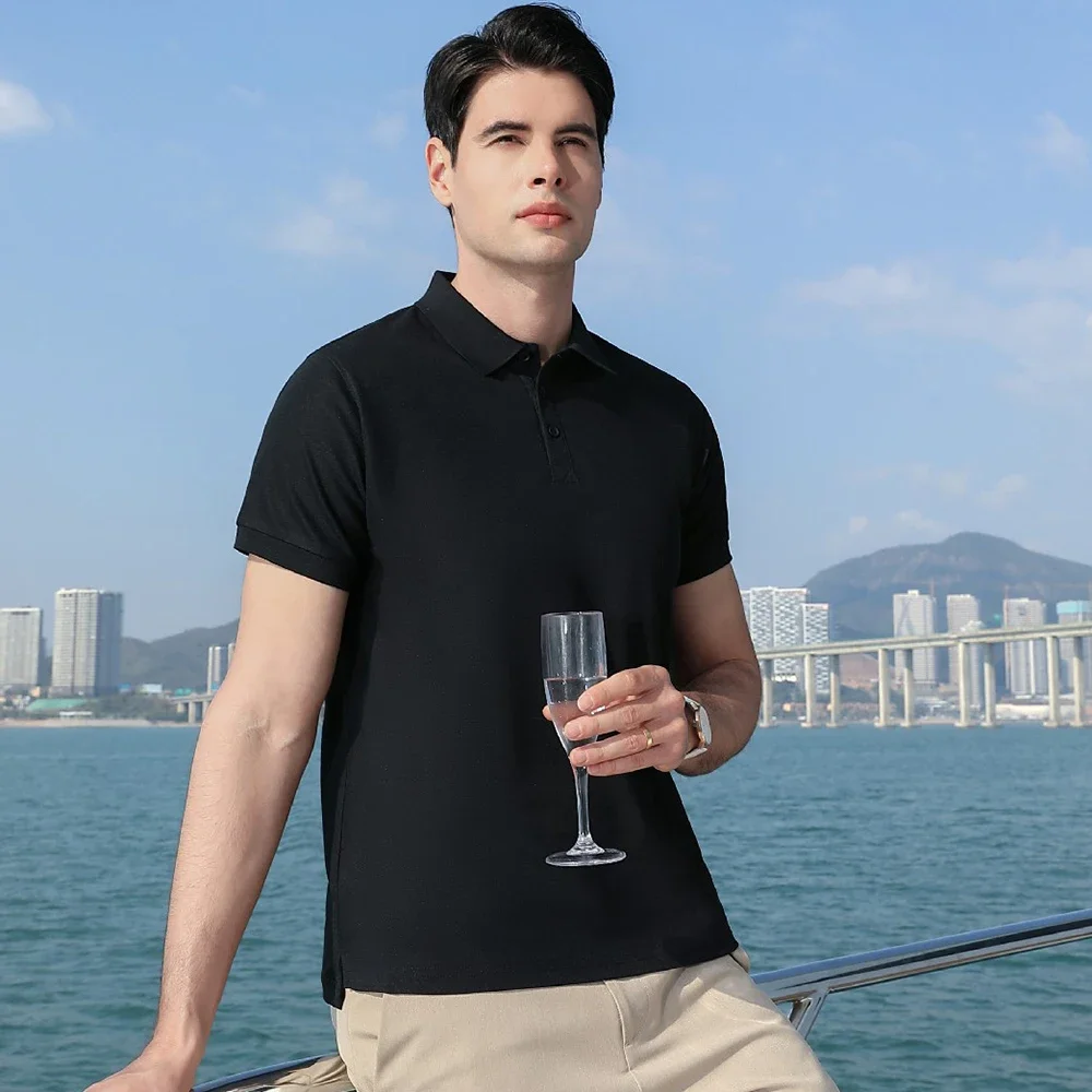 Summer Golf Polo Men Shirt Business Casual Solid Color Turndown Collar Tops Unisex Summer Short Sleeve Polos Original Logo