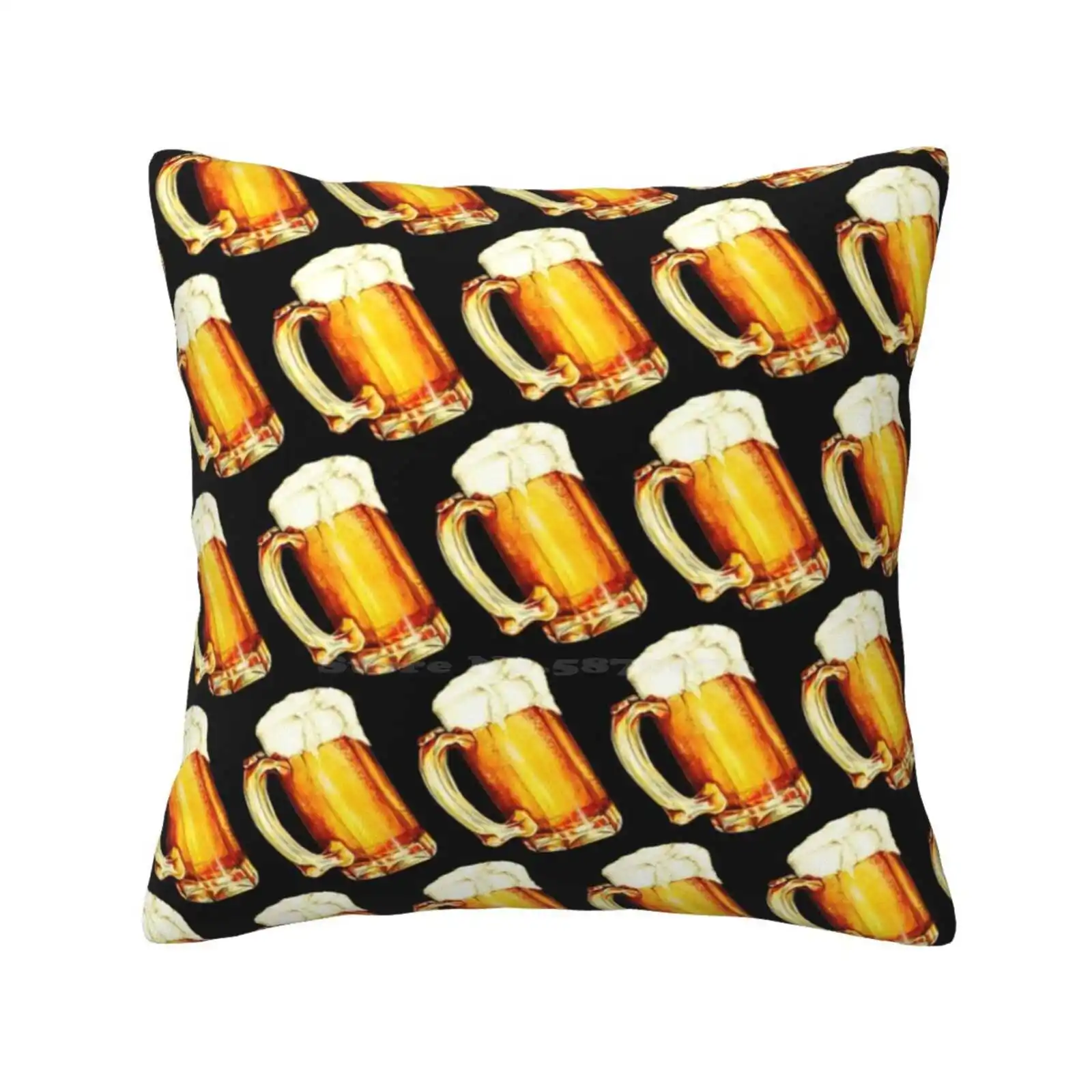 Bier Pattern Throw Cushion Pillow Cover Beer Drink Party Food