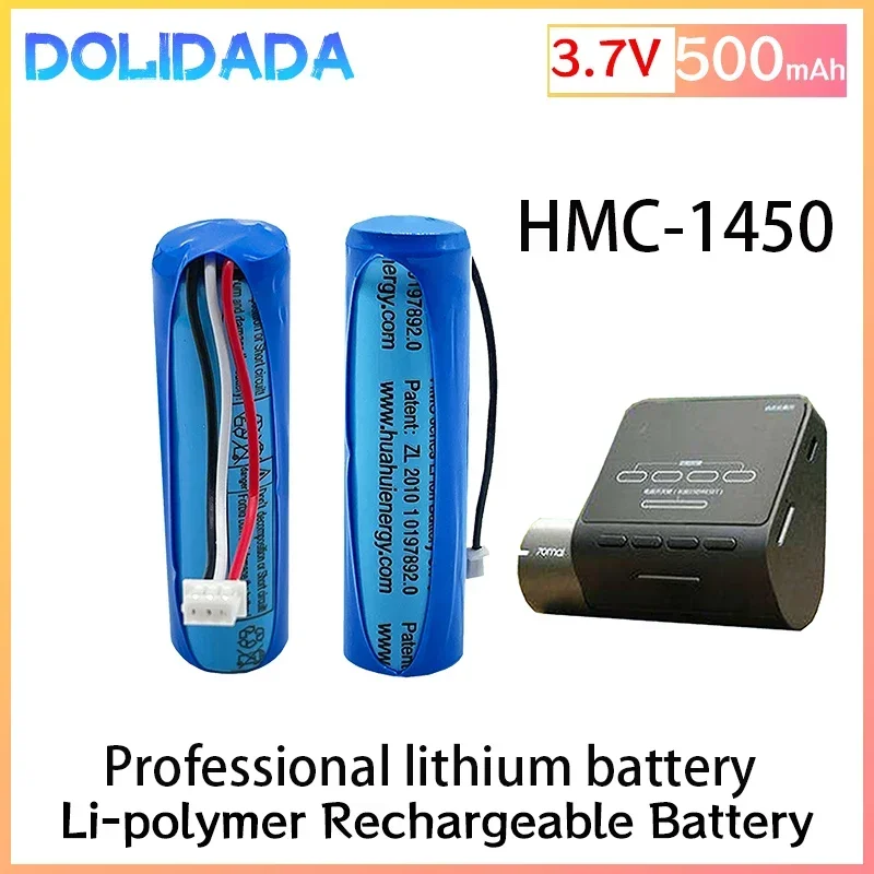 New 3.7V 500mAh Li-ion Battery for 70mai Smart Dash Cam Pro Midrive D02 HMC-1450 Replacement Batterie 3 Wire Plug 14x50mm Tools