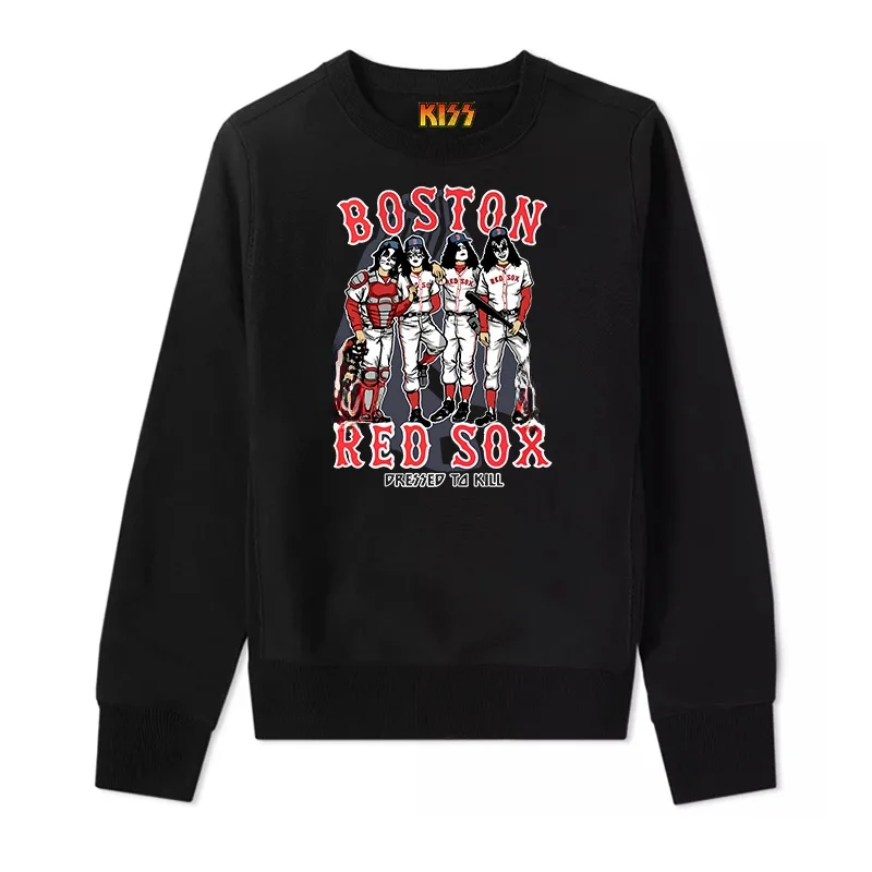 Camiseta de Moletom Masculina KISS Band 1979 Tour, Manga Longa Grossa, Gola Redonda, Estilo Rock, Moda Jovem, Casual de Inverno com Estampa