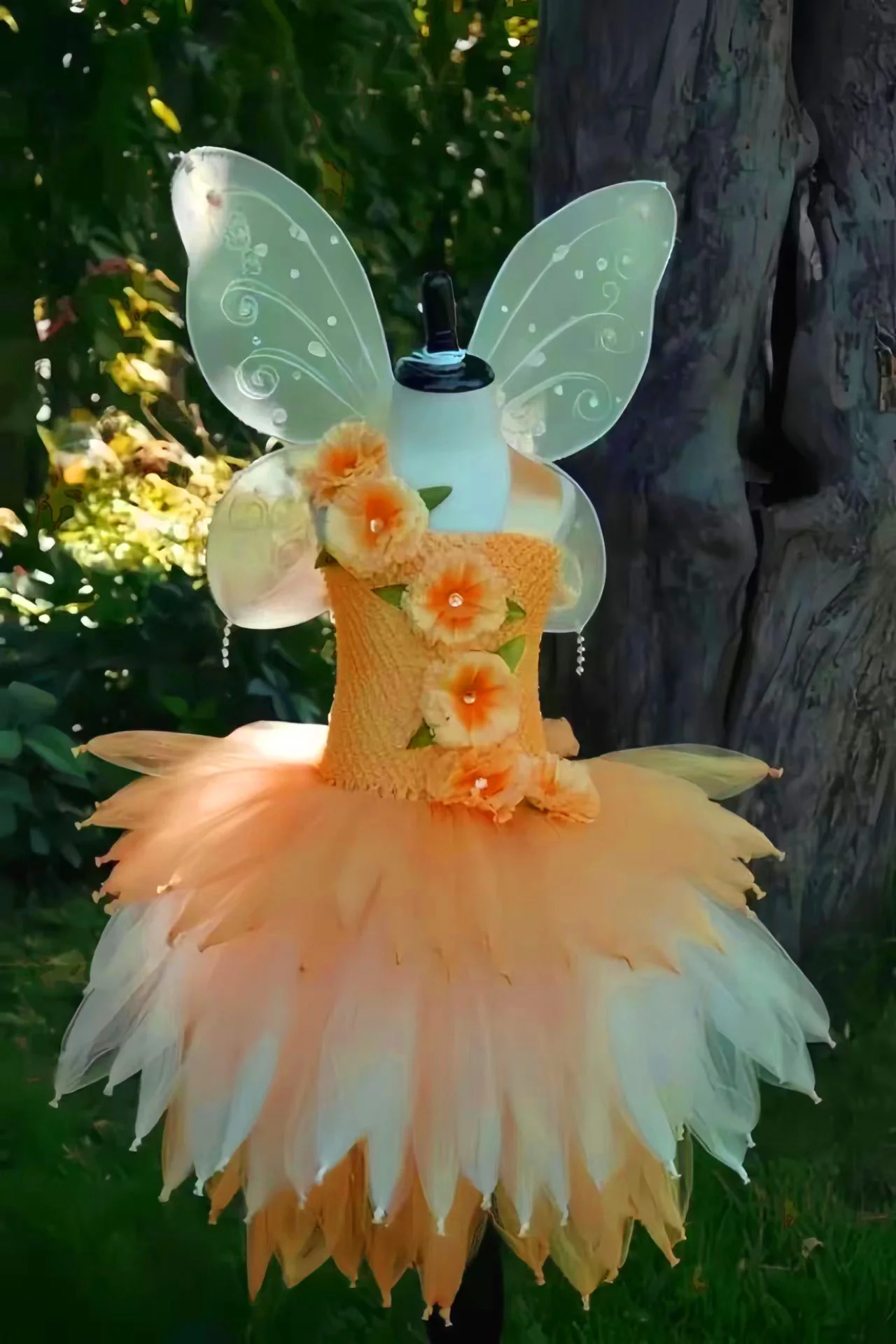 Girls Flower Tutu Dress orange Baby Fluffy 3Layers Tulle Ballet Tutus Crochet Peacock Dress with Headband Kids Party Clothes