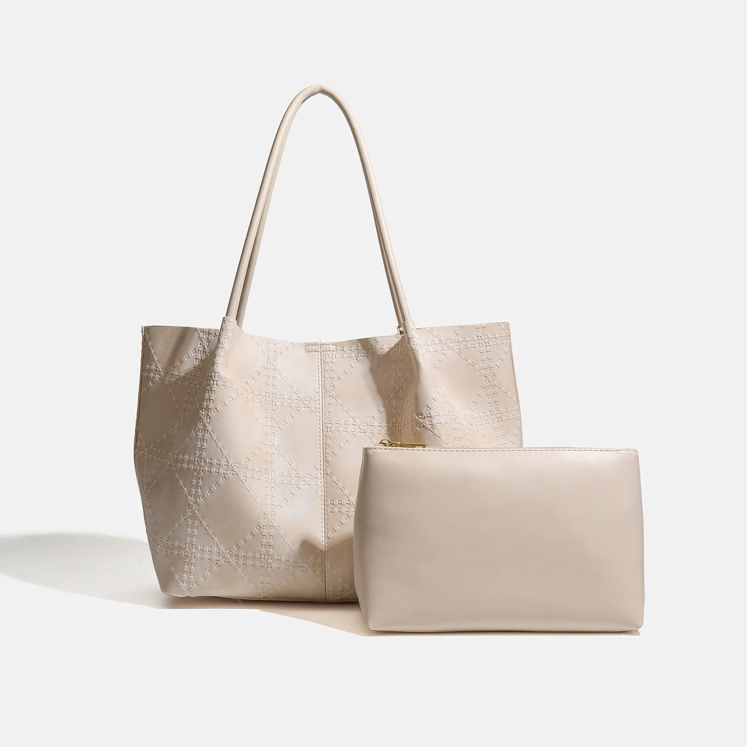 

Новая сумка-тоут 2026 года с вышивкой в ромбовидном узоре, большая вместительная сумка через плечо, повседневная сумка для поездок на работу