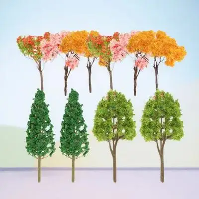 

10 шт. миниатюрных искусственных пластиковых деревьев для ландшафтного дизайна, зеленые элементы для DIY-декораций, украшения для песочниц, оформления железнодорожных путей, DIY-деревья