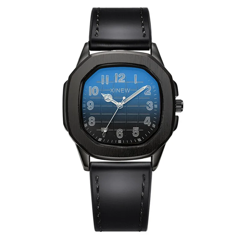 Men Genuine XINEW Brand Watches Students Fashion Casual Leather Band Simple Quartz Wrist Watch Black Relogios Masculinos 2025