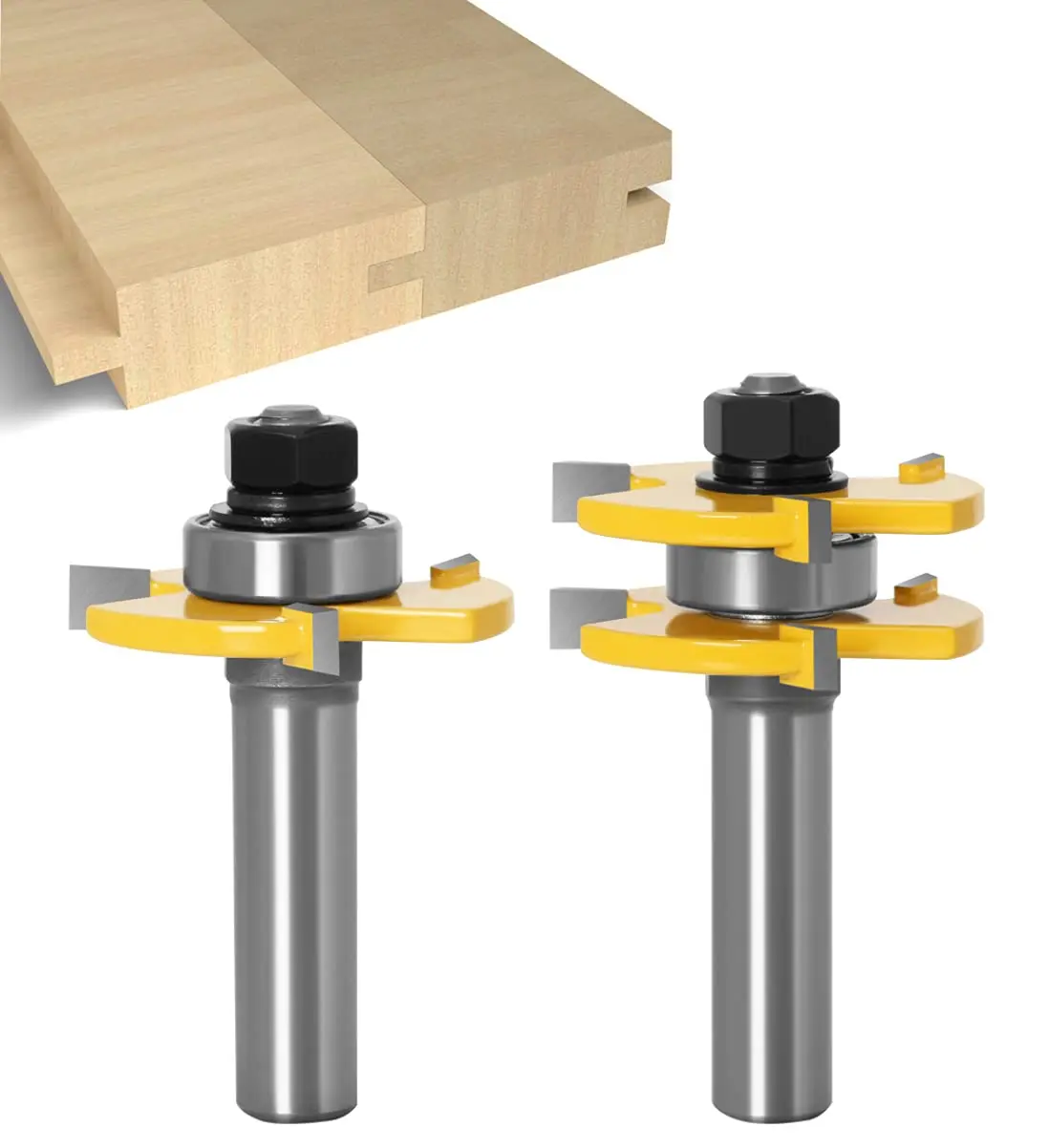2-teiliges hochwertiges Nut- und Federfräser-Set, Nut- und Federfräser-Set, Fräser-Set, Fräser, Holzbearbeitung, Fräsen, Holzschneider, Werkzeug für Graviermaschine, Trimmmaschine